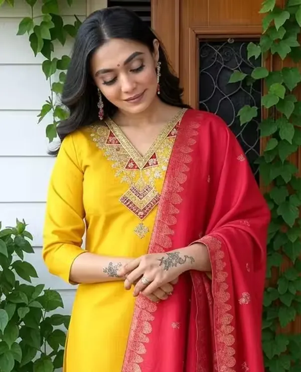 Haldi_Yellow_Rayon_Slub_Kurta_Set_For_Women