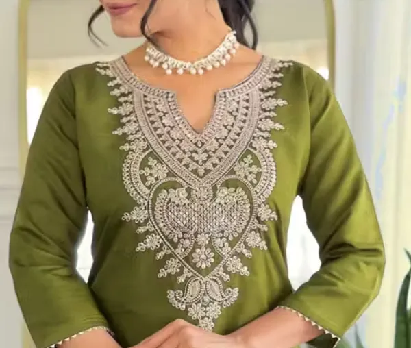 Green_Rayon_Slub_Kurta_Set_For_Women