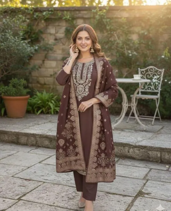 Crystal_Brown_Rayon_Slub_Kurta_Set_For_Women