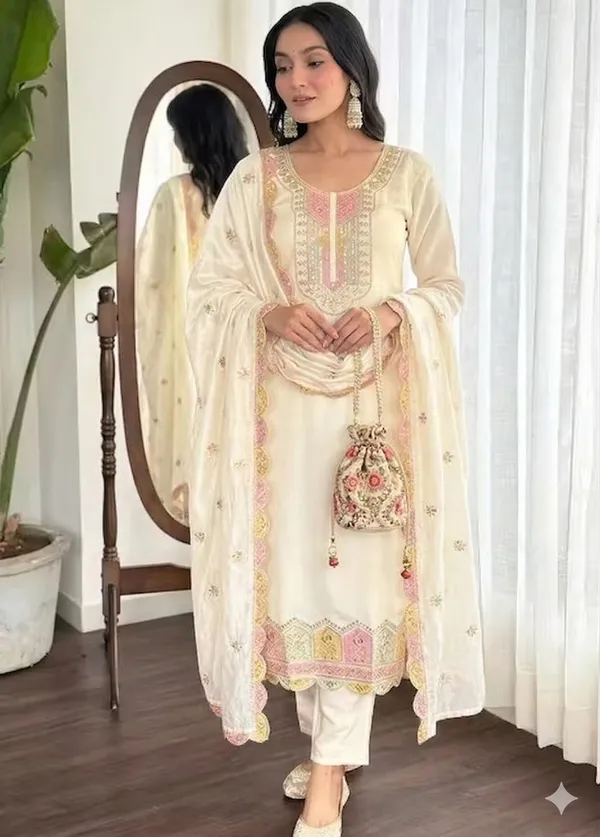 White_Rayon_Slub_Straight_Embroidered_Kurta_Set_For_Women