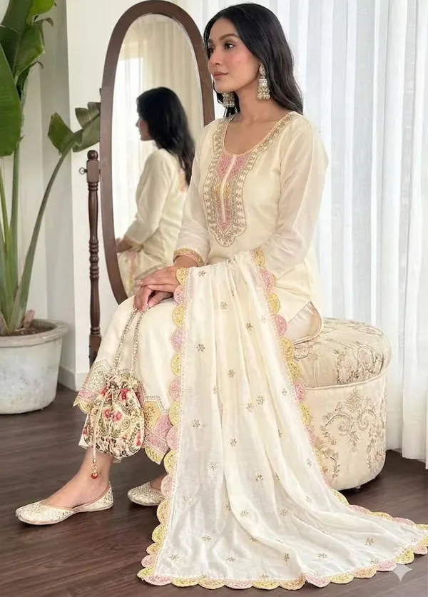 White_Rayon_Slub_Straight_Embroidered_Kurta_Set_For_Women