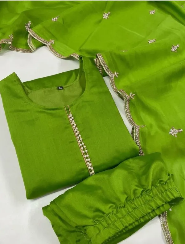 Green_Rayon_Slub_Straight_Embroidered_Kurta_Set_For_Women