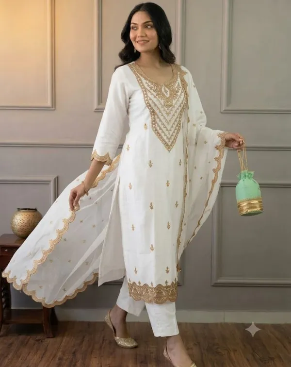 White_Rayon_Slub_Straight_Embroidered_Kurta_Set_For_Women