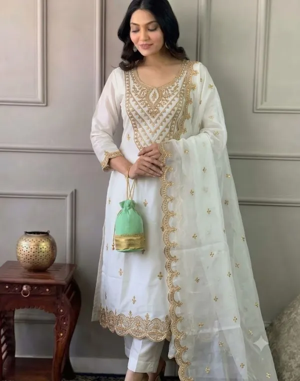 White_Rayon_Slub_Straight_Embroidered_Kurta_Set_For_Women