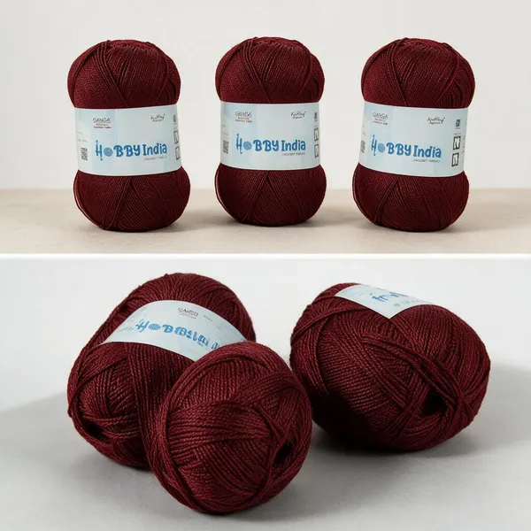 Ganga_Acrowools_Hobby_India_Crochet_Thread_for_All_Seasons_-_100%_Acrylic-_400mtr-100gm___Shade_no__HB78-Burgundy_-_Pack_of_3