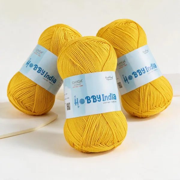 Ganga_Acrowools_Hobby_India_Crochet_Thread_for_All_Seasons_-_100%_Acrylic-_400mtr-100gm___Shade_no__HB84_Bright_Yellow_-_Pack_of_3