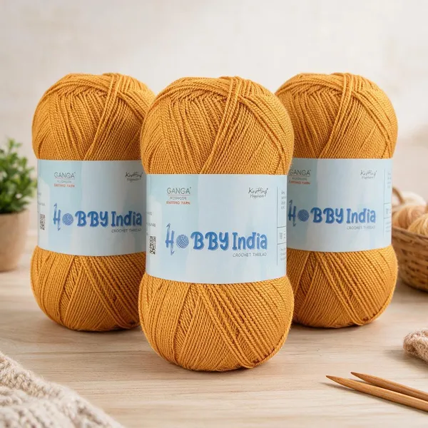Ganga_Acrowools_Hobby_India_Crochet_Thread_for_All_Seasons_-_100%_Acrylic-_400mtr-100gm___Shade_no__HB93-Ochre_-_Pack_of_3
