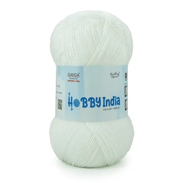 Ganga_Acrowools_Hobby_India_Crochet_Thread_for_All_Seasons_-_100%_Acrylic-_400mtr-100gm___Shade_no__HB10-Optical_White_-_Pack_of_3