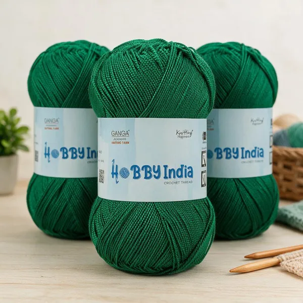 Ganga_Acrowools_Hobby_India_Crochet_Thread_for_All_Seasons_-_100%_Acrylic-_400mtr-100gm___Shade_no__HB15-Forest_Green_-_Pack_of_3