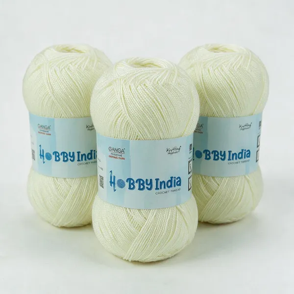 Ganga_Acrowools_Hobby_India_Crochet_Thread_for_All_Seasons_-_100%_Acrylic-_400mtr-100gm___Shade_no__HB19-Off_White_-_Pack_of_3