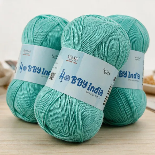 Ganga_Acrowools_Hobby_India_Crochet_Thread_for_All_Seasons_-_100%_Acrylic-_400mtr-100gm___Shade_no__HB61-Turquoise_-_Pack_of_3