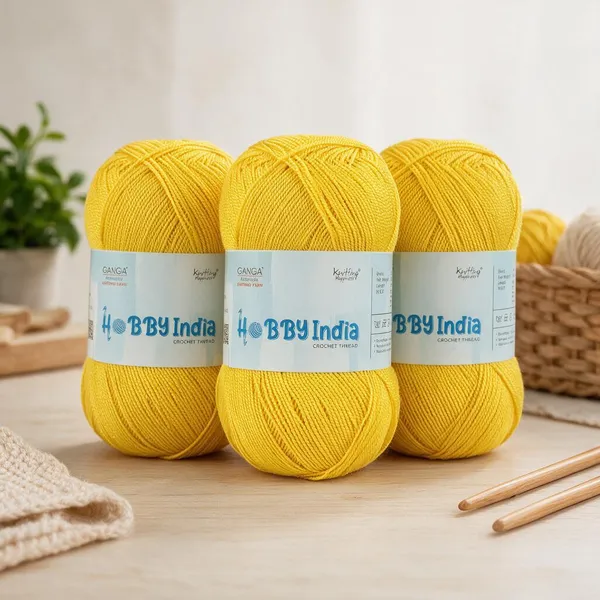 Ganga_Acrowools_Hobby_India_Crochet_Thread_for_All_Seasons_-_100%_Acrylic-_400mtr-100gm___Shade_no___HB85-Bright_Lemon_-_Pack_of_3