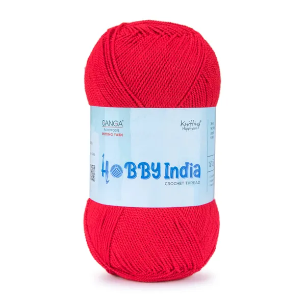 Ganga_Acrowools_Hobby_India_Crochet_Thread_for_All_Seasons_-_100%_Acrylic-_400mtr-100gm___Shade_no__HB88-Bright_Red_-_Pack_of_3