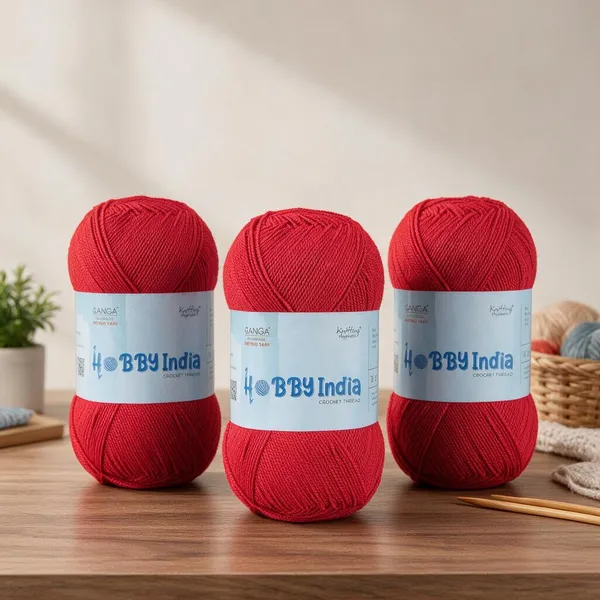 Ganga_Acrowools_Hobby_India_Crochet_Thread_for_All_Seasons_-_100%_Acrylic-_400mtr-100gm___Shade_no__HB88-Bright_Red_-_Pack_of_3