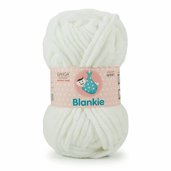 Ganga_Acrowools_HoGanga_Blankie_Chenille_Polyester_Yarn_Supersoft_Knitting_Wool_Ball,_(1_Ball/100_Gram_Each)_(BLK001_-_Optical_White_-_Pack_of_3