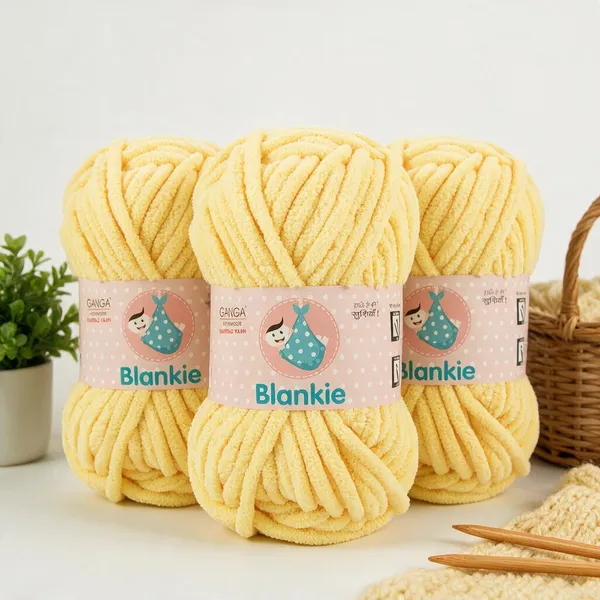 Ganga_Acrowools_HoGanga_Blankie_Chenille_Polyester_Yarn_Supersoft_Knitting_Wool_Ball,_(1_Ball/100_Gram_Each)_(BLK003_-_Babycorn_-_Pack_of_3