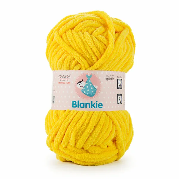 Ganga_Acrowools_HoGanga_Blankie_Chenille_Polyester_Yarn_Supersoft_Knitting_Wool_Ball,_(1_Ball/100_Gram_Each)_(BLK004_-_Bright_Yellow_-_Pack_of_3