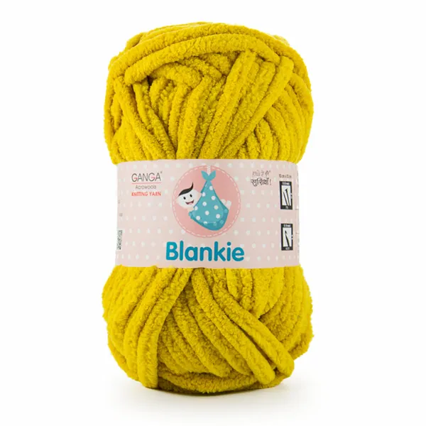 Ganga_Acrowools_HoGanga_Blankie_Chenille_Polyester_Yarn_Supersoft_Knitting_Wool_Ball,_(1_Ball/100_Gram_Each)_(_BLK005_-_Golden_Olive_-_Pack_of_3
