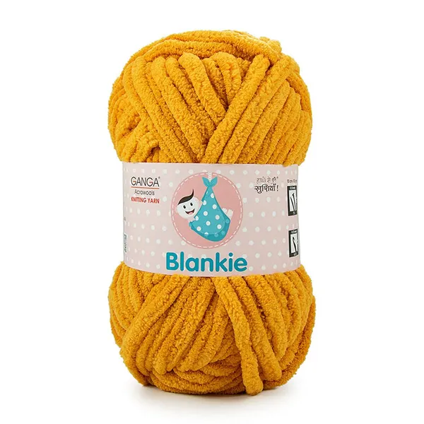 Ganga_Acrowools_HoGanga_Blankie_Chenille_Polyester_Yarn_Supersoft_Knitting_Wool_Ball,_(1_Ball/100_Gram_Each)_(_BLK006_-_Ochre_Yellow_-_Pack_of_3