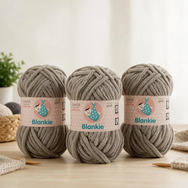 Ganga_Acrowools_HoGanga_Blankie_Chenille_Polyester_Yarn_Supersoft_Knitting_Wool_Ball,_(1_Ball/100_Gram_Each)_(_BLK007_-_Heathered_Grey_-_Pack_of_3