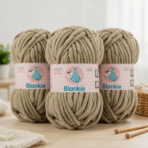Ganga_Acrowools_HoGanga_Blankie_Chenille_Polyester_Yarn_Supersoft_Knitting_Wool_Ball,_(1_Ball/100_Gram_Each)_(_BLK008_-_Mongoose