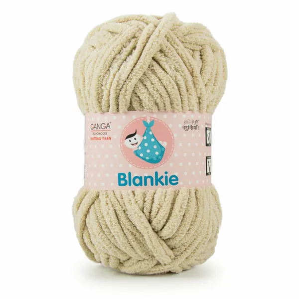 Ganga_Acrowools_HoGanga_Blankie_Chenille_Polyester_Yarn_Supersoft_Knitting_Wool_Ball,_(1_Ball/100_Gram_Each)_(_BLK009_-_Light_Beige_-_Pack_of_3