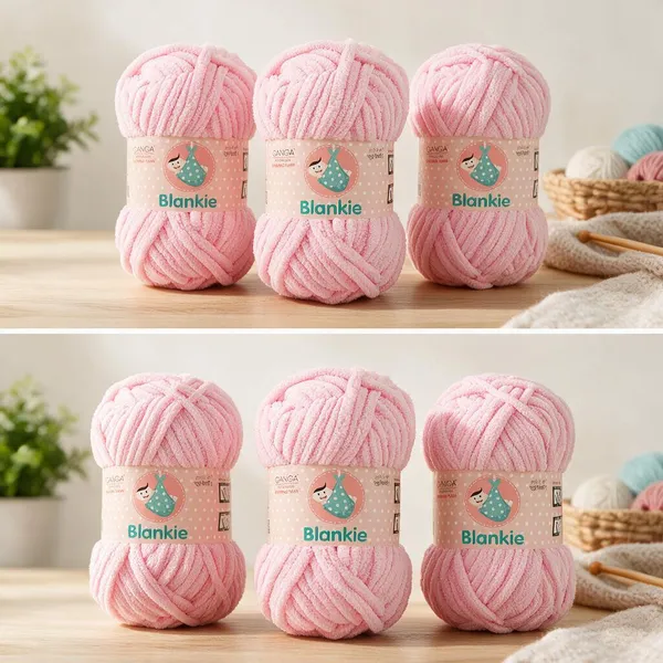 Ganga_Acrowools_HoGanga_Blankie_Chenille_Polyester_Yarn_Supersoft_Knitting_Wool_Ball,_(1_Ball/100_Gram_Each)_(_BLK011_-_Baby_Pink_-_Pack_of_3