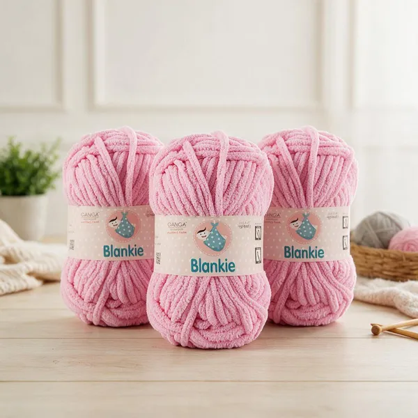 Ganga_Acrowools_HoGanga_Blankie_Chenille_Polyester_Yarn_Supersoft_Knitting_Wool_Ball,_(1_Ball/100_Gram_Each)_(_BLK012_-_Princess_Pink_-_Pack_of_3
