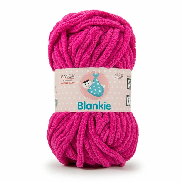 Ganga_Acrowools_HoGanga_Blankie_Chenille_Polyester_Yarn_Supersoft_Knitting_Wool_Ball,_(1_Ball/100_Gram_Each)_(_BLK013_-_Hot_Pink_-_Pack_of_3