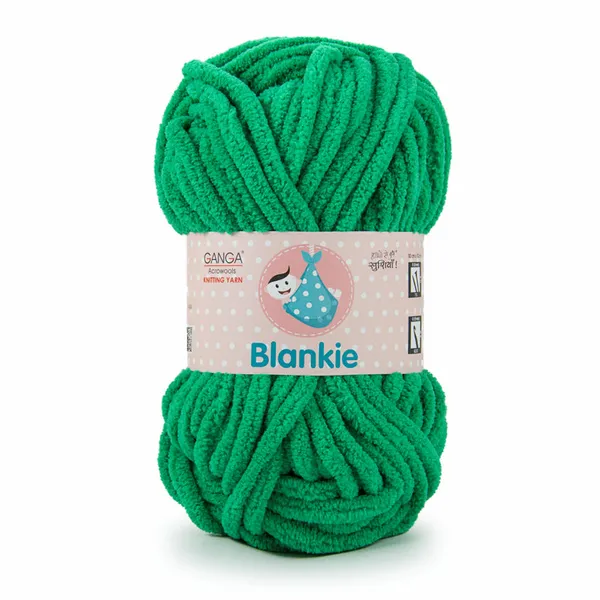 Ganga_Acrowools_HoGanga_Blankie_Chenille_Polyester_Yarn_Supersoft_Knitting_Wool_Ball,_(1_Ball/100_Gram_Each)_(_BLK015_-_Shamrock_Green_-_Pack_of_3