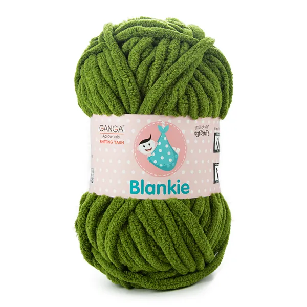 Ganga_Acrowools_HoGanga_Blankie_Chenille_Polyester_Yarn_Supersoft_Knitting_Wool_Ball,_(1_Ball/100_Gram_Each)_(_BLK016_-_Olive_-_Pack_of_3