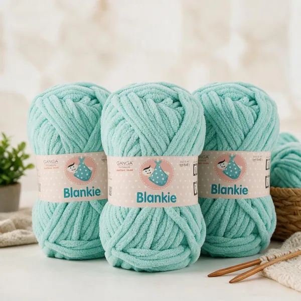 Ganga_Acrowools_HoGanga_Blankie_Chenille_Polyester_Yarn_Supersoft_Knitting_Wool_Ball,_(1_Ball/100_Gram_Each)_(_BLK017_-_Iceberg_-_Pack_of_3