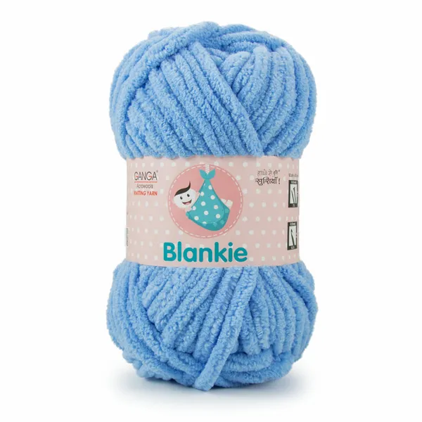 Ganga_Acrowools_HoGanga_Blankie_Chenille_Polyester_Yarn_Supersoft_Knitting_Wool_Ball,_(1_Ball/100_Gram_Each)_(_BLK019_-_Skyway_-_Pack_of_3