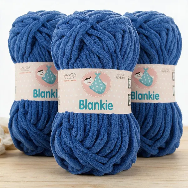 Ganga_Acrowools_HoGanga_Blankie_Chenille_Polyester_Yarn_Supersoft_Knitting_Wool_Ball,_(1_Ball/100_Gram_Each)_(_BLK020_-_Royal_Blue_-_Pack_of_3