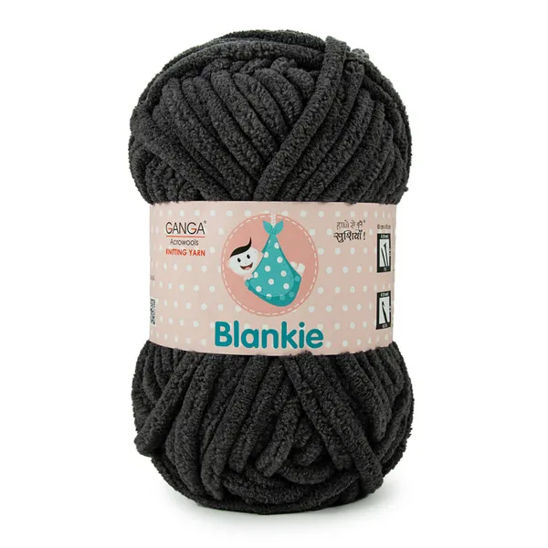 Ganga_Acrowools_HoGanga_Blankie_Chenille_Polyester_Yarn_Supersoft_Knitting_Wool_Ball,_(1_Ball/100_Gram_Each)_(_BLK023_-_Charade_Black_-_Pack_of_3