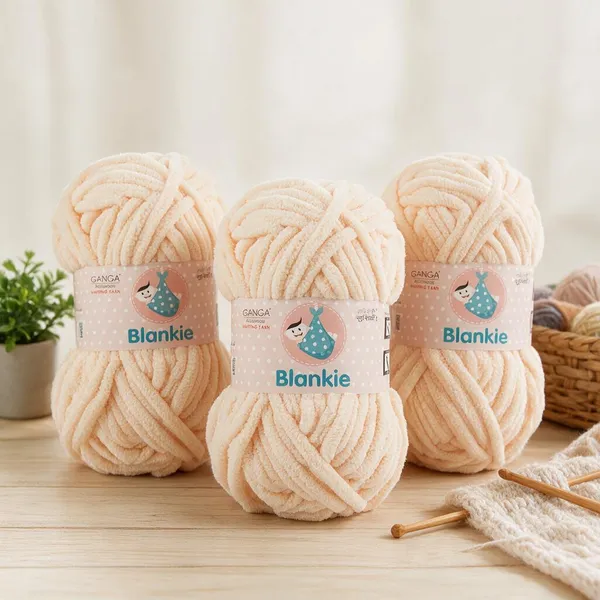 Ganga_Acrowools_HoGanga_Blankie_Chenille_Polyester_Yarn_Supersoft_Knitting_Wool_Ball,_(1_Ball/100_Gram_Each)_(_BLK025_-_Pearl_Bush_-_Pack_of_3