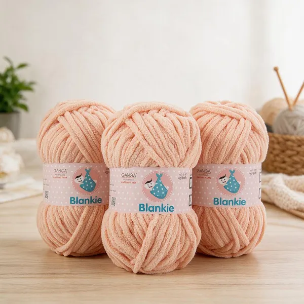 Ganga_Acrowools_HoGanga_Blankie_Chenille_Polyester_Yarn_Supersoft_Knitting_Wool_Ball,_(1_Ball/100_Gram_Each)_(_BLK026_-_Dark_Salmon_-_Pack_of_3