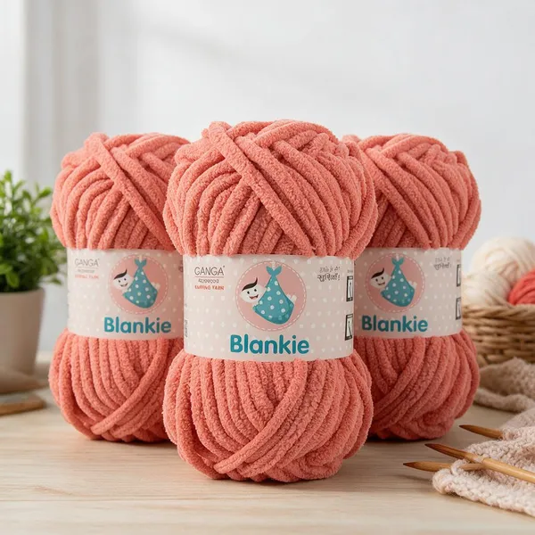 Ganga_Acrowools_HoGanga_Blankie_Chenille_Polyester_Yarn_Supersoft_Knitting_Wool_Ball,_(1_Ball/100_Gram_Each)_(_BLK027_-_Dark_Coral_-_Pack_of_3