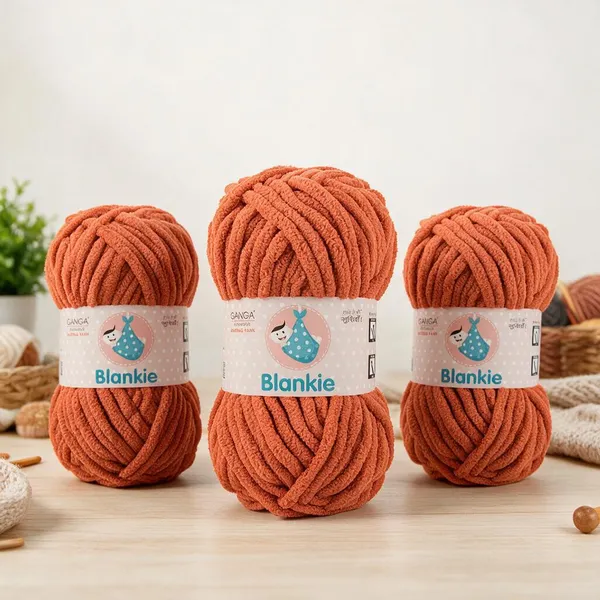 Ganga_Acrowools_HoGanga_Blankie_Chenille_Polyester_Yarn_Supersoft_Knitting_Wool_Ball,_(1_Ball/100_Gram_Each)_(_BLK029_-_Chilean_Fire_-_Pack_of_3