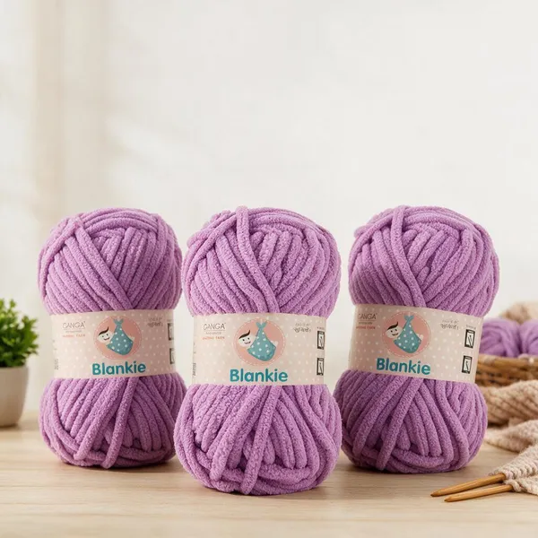 Ganga_Acrowools_HoGanga_Blankie_Chenille_Polyester_Yarn_Supersoft_Knitting_Wool_Ball,_(1_Ball/100_Gram_Each)_(_BLK032_-_Palatinate_Purple_-_Pack_of_3