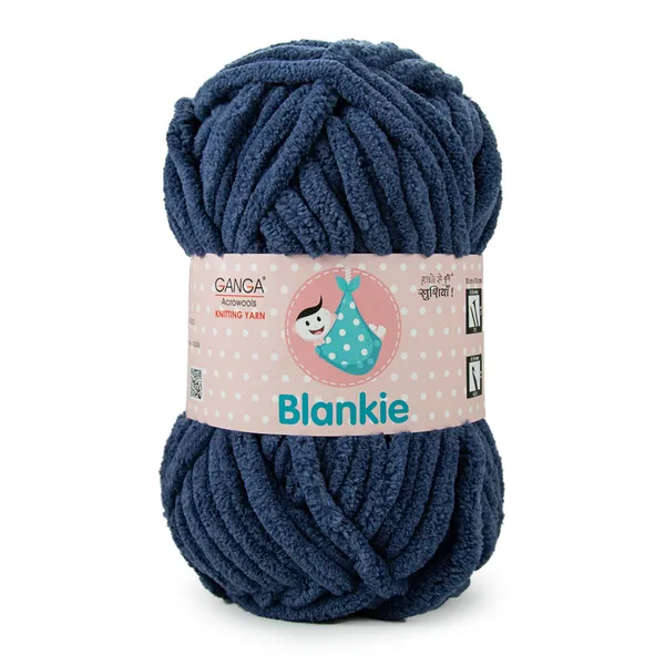 Ganga_Acrowools_HoGanga_Blankie_Chenille_Polyester_Yarn_Supersoft_Knitting_Wool_Ball,_(1_Ball/100_Gram_Each)_(_BLK033_-_Midnight_Blue_-_Pack_of_3
