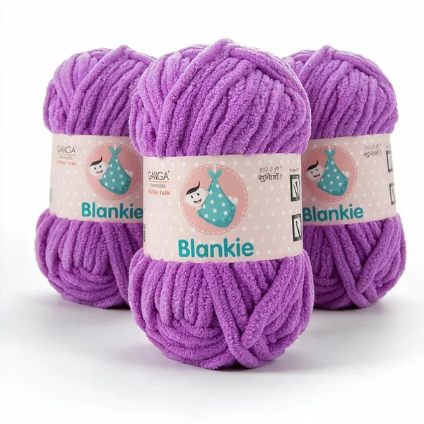 Ganga_Acrowools_HoGanga_Blankie_Chenille_Polyester_Yarn_Supersoft_Knitting_Wool_Ball,_(1_Ball/100_Gram_Each)_(_BLK034_-_Deep_Lilac_-_Pack_of_3