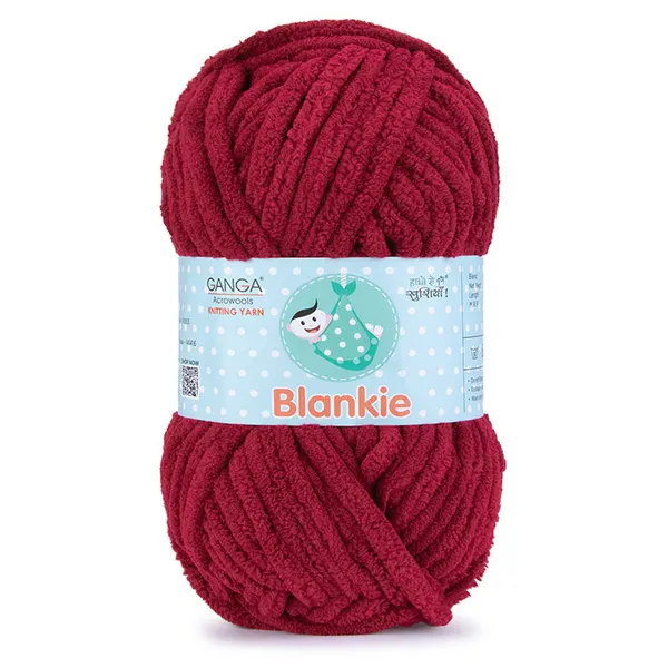 Ganga_Acrowools_HoGanga_Blankie_Chenille_Polyester_Yarn_Supersoft_Knitting_Wool_Ball,_(1_Ball/100_Gram_Each)_(_BLK037_Vivid_Burgundy