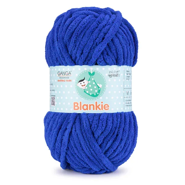 Ganga_Acrowools_HoGanga_Blankie_Chenille_Polyester_Yarn_Supersoft_Knitting_Wool_Ball,_(1_Ball/100_Gram_Each)_(_BLK038_Sapphire