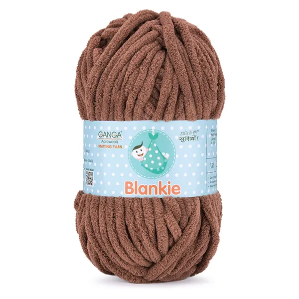 Ganga_Acrowools_HoGanga_Blankie_Chenille_Polyester_Yarn_Supersoft_Knitting_Wool_Ball,_(1_Ball/100_Gram_Each)_(_BLK039_Deep_Coffee