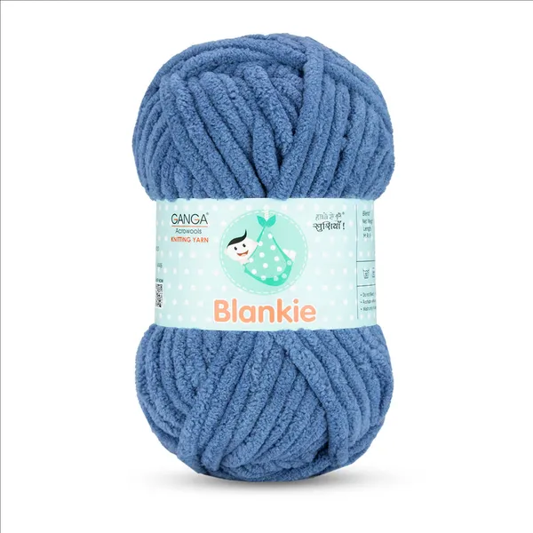 Ganga_Acrowools_HoGanga_Blankie_Chenille_Polyester_Yarn_Supersoft_Knitting_Wool_Ball,_(1_Ball/100_Gram_Each)_(_BLK041_Dusty_Blue