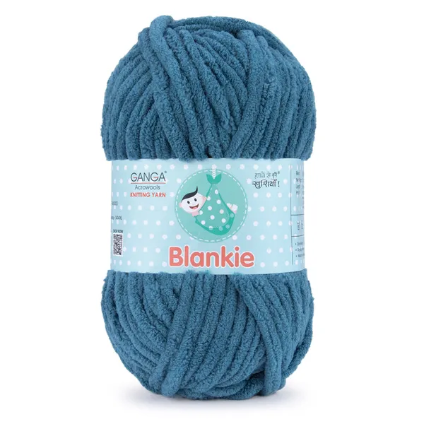 Ganga_Acrowools_HoGanga_Blankie_Chenille_Polyester_Yarn_Supersoft_Knitting_Wool_Ball,_(1_Ball/100_Gram_Each)_(_BLK042_Blue_Bayoux_-_Pack_of_3