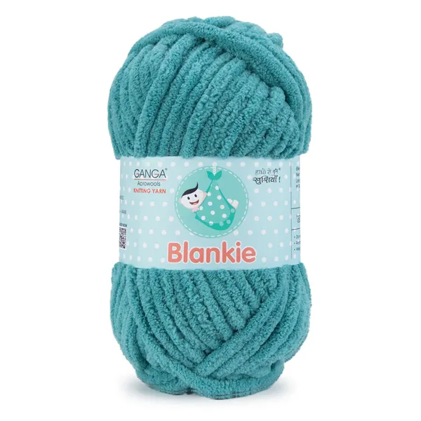 Ganga_Acrowools_HoGanga_Blankie_Chenille_Polyester_Yarn_Supersoft_Knitting_Wool_Ball,_(1_Ball/100_Gram_Each)_(_BLK043_Dusty_Teal