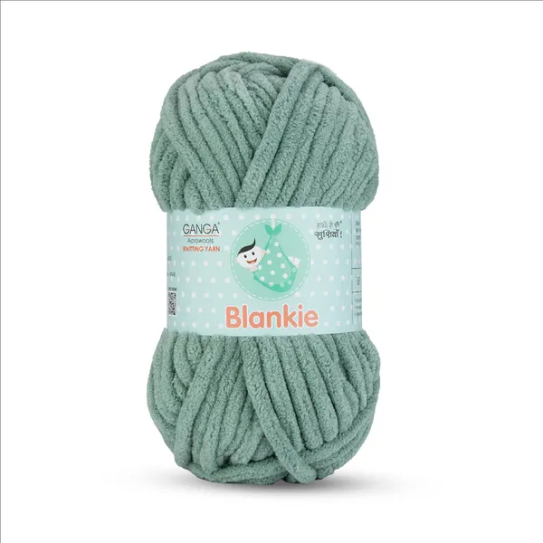 Ganga_Acrowools_HoGanga_Blankie_Chenille_Polyester_Yarn_Supersoft_Knitting_Wool_Ball,_(1_Ball/100_Gram_Each)_(_BLK044_Smoke_Green