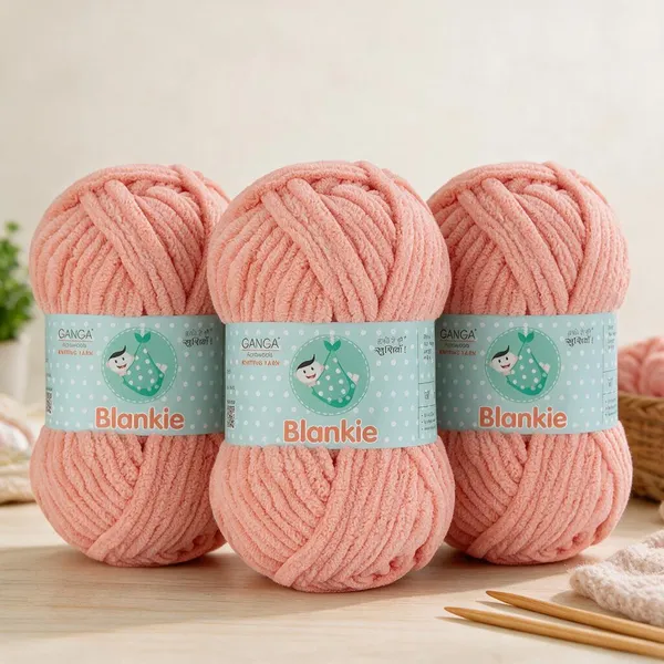 Ganga_Acrowools_HoGanga_Blankie_Chenille_Polyester_Yarn_Supersoft_Knitting_Wool_Ball,_(1_Ball/100_Gram_Each)_(_BLK045_Pinkish_Tan_-_Pack_of_3